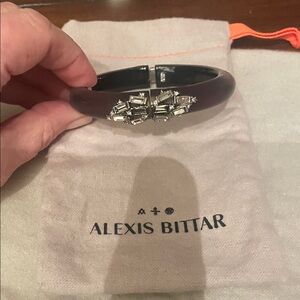 Alexis Bittar Black Bracelet with Silver Crystal Design